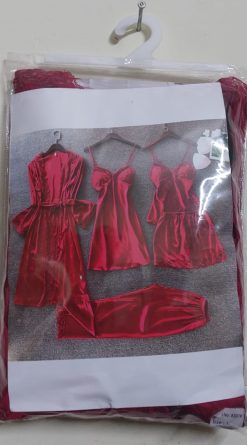 5PC Silk Robe Women Night Dress