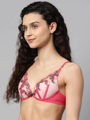 Marks & Spencer Pink Self Design Plunge Bra