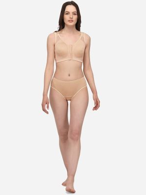 Beige Front Open Full Coverage Bra