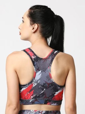 Printed Moisture Wicking Racerback Bra