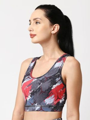 Printed Moisture Wicking Racerback Bra