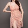 Chic Sheer Babydoll in Peach Color