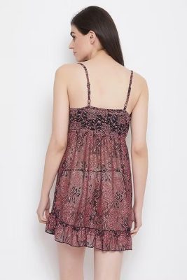 Babydoll with Matching Thong in Rose Brown