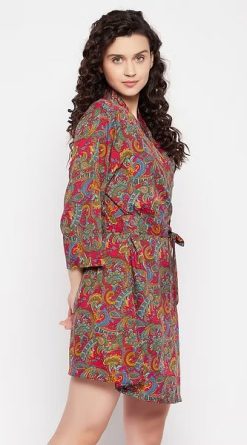 Paisley Print Robe in Multicolour - Crepe