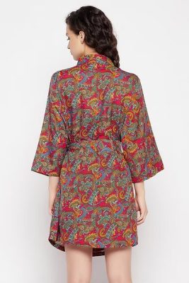 Paisley Print Robe in Multicolour - Crepe