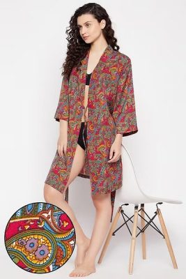 Paisley Print Robe in Multicolour - Crepe