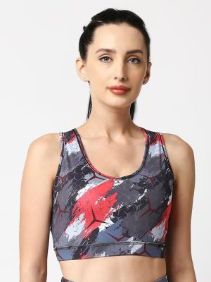 Printed Moisture Wicking Racerback Bra