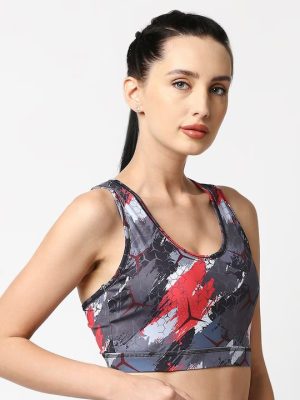 Printed Moisture Wicking Racerback Bra