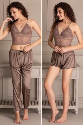 Bralette with Shorts & Pajama Sexy Nightie Set