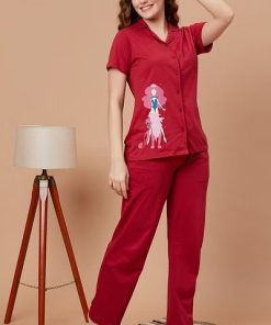 Leo Print Cotton Shirt & Pajama Sexy Night Dress