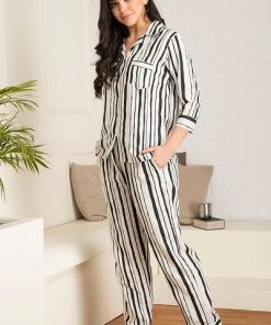Sassy Stripes Shirt matching Pajama Set for Women
