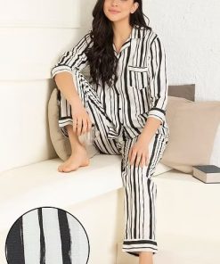 Sassy Stripes Shirt Pajama Set for Women