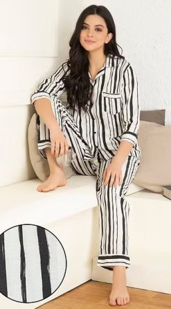 Sassy Stripes Shirt Pajama Set for Women