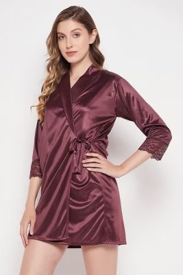 Avidlove Satin Babydoll Robe Set