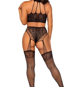 Fishnet and Lace Two Piece Bodystocking Set