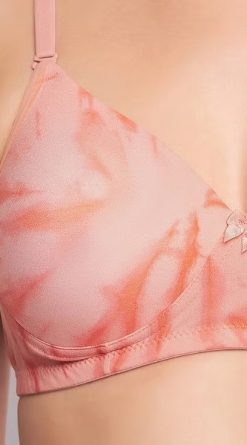 Peach Color Printed Bra for Girls