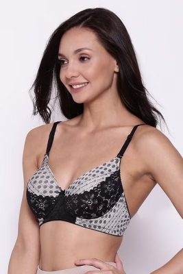 Polka Print Padded Non Wired Full Cup Bra