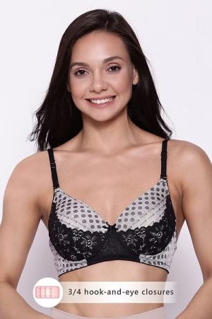 Polka Print Padded Non Wired Full Cup Bra