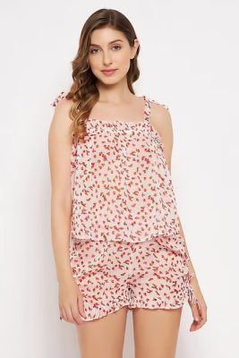 Pretty Florals Fancy Short Nighty for Women