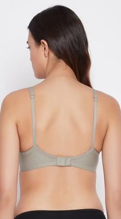 Pure Cotton Branded Bra in Grey