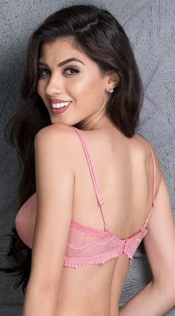Padded Underwired Strapless Pink Lace Bra