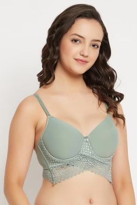 Lace Padded Full Cup Bra in Sage Green