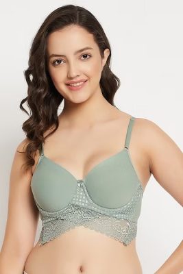 Lace Padded Full Cup Bra in Sage Green