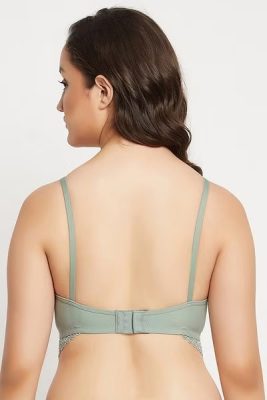 Lace Padded Full Cup Bra in Sage Green