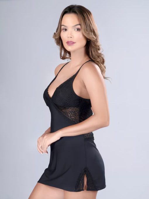 Women Black Solid Short Nightwear