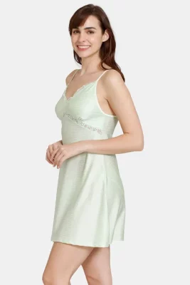 Pastel Green Relaxed Fit Short Nighty Dress