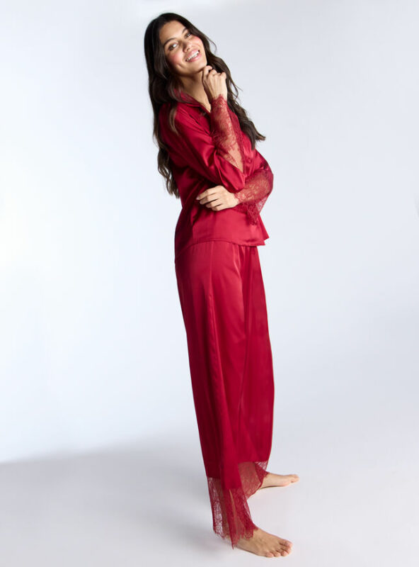 Valentina Satin Pyjama Set Dark Red