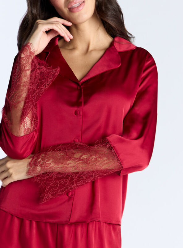 Valentina Satin Pyjama Set Dark Red