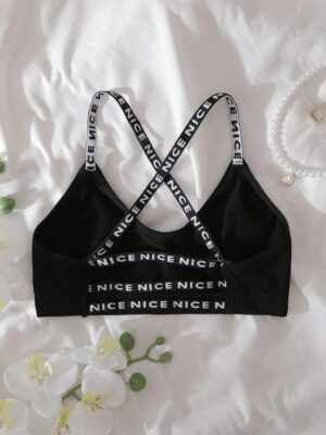 Lightweight Sports Seamless Letter Strap Wireless Bralette Underwear Bra