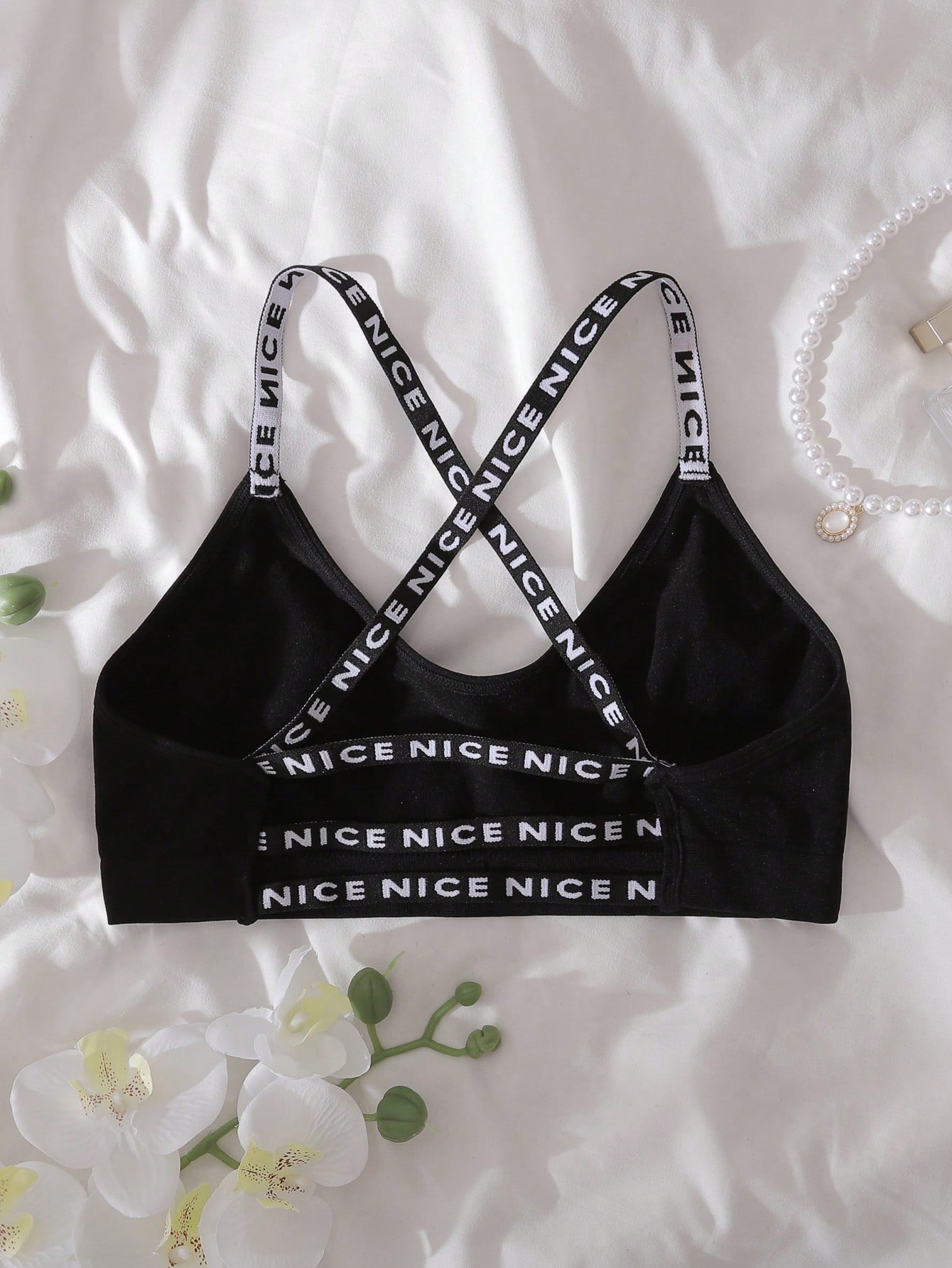 Lightweight Sports Seamless Letter Strap Wireless Bralette Underwear Bra