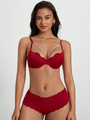 Women's Pearl Chain Decorated Bra Bridallingerie