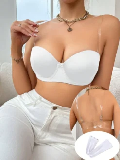 Women's Solid Color Strapless Bra With Underwire
