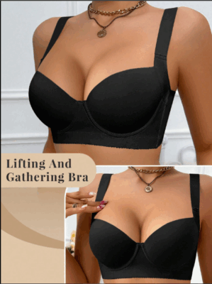 Black Comfortable Lingerie Bra Women's Anti Sagging Lingerie Bra