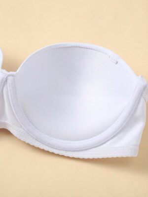 Women's Solid Color Strapless Bra With Underwire