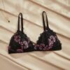French Lace Contrast Color Petal Triangle Cup Women's Bra