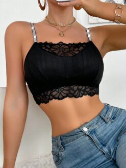 Women's Wireless Lace Patchwork Design Bra