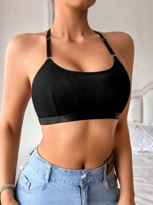 Pearl Decor Sexy Lace Patchwork Open Back Comfortable Women's Bra