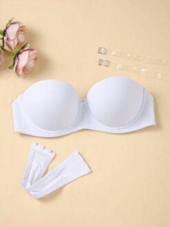 Women's Solid Color Strapless Bra With Underwire
