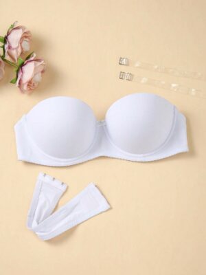 Women's Solid Color Strapless Bra With Underwire