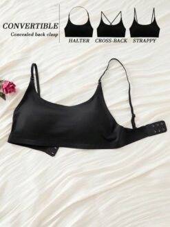 Black No Show T-Shirt Bra Wire-Free & Concealed Clasp