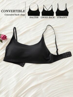 Black No Show T-Shirt Bra Wire-Free & Concealed Clasp