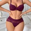 Lace Patchwork Women's Underwire Lingerie Bra & Panty Set