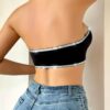 Women's Front Clasp Wireless Brassiere With Silver Thread Trimming Design