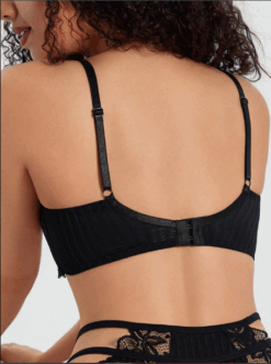 DesireSculpt Women's Lace Patchwork Black Underwire Bra