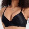 DesireSculpt Women's Lace Patchwork Black Underwire Bra