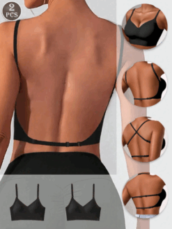 2pcs Women's Seamless Backless Bra Underwear